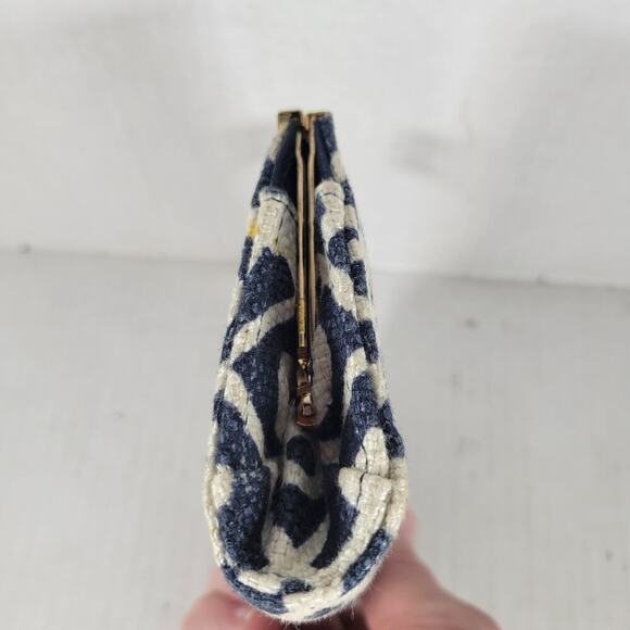 Spartina 449 Sailor's Watch Island Leather Linen Patterned Nautical Coin Purse - Picture 4 of 8